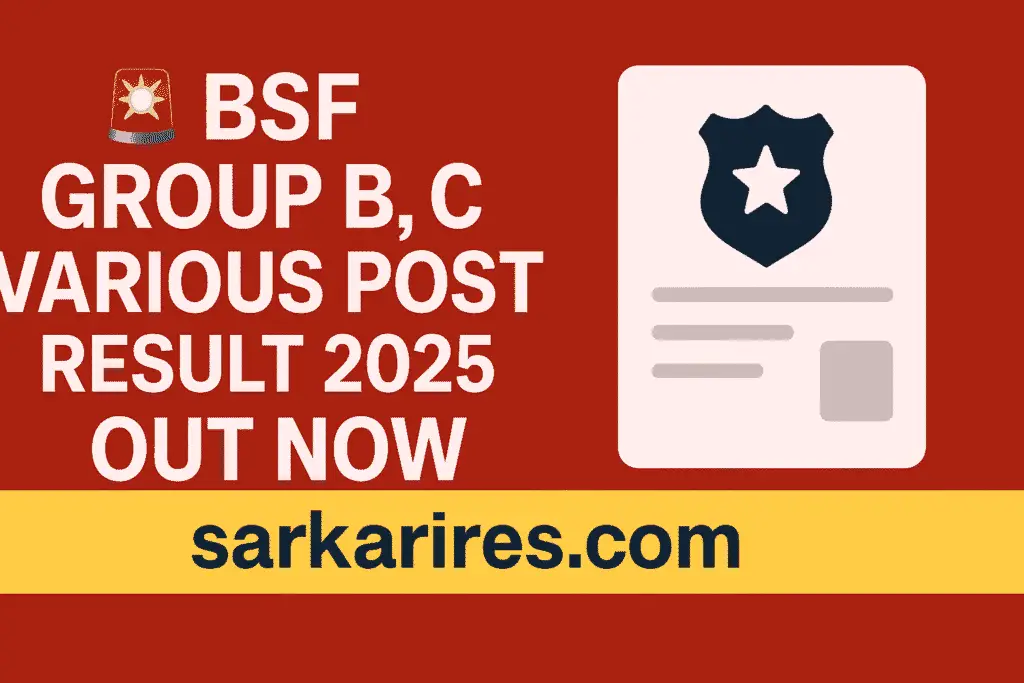 BSF Group B, C Various Post Result 2025 – Out Now