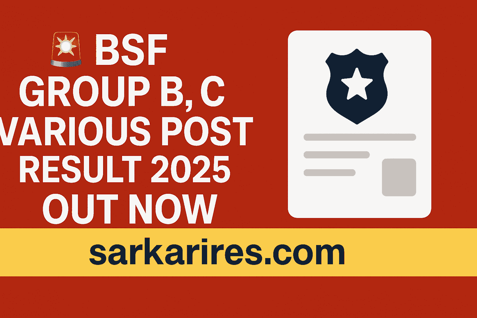 BSF Group B, C Various Post Result 2025 – Out Now