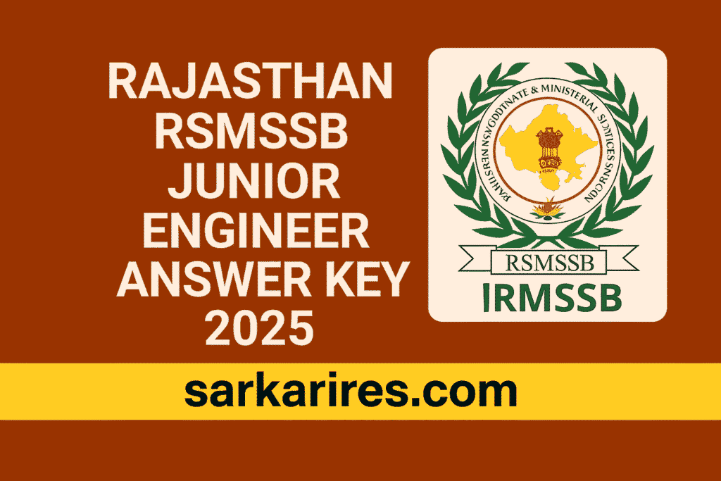 Rajasthan RSMSSB Junior Engineer JEN Answer Key 2025
