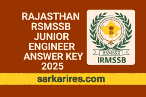 Rajasthan RSMSSB Junior Engineer JEN Answer Key 2025