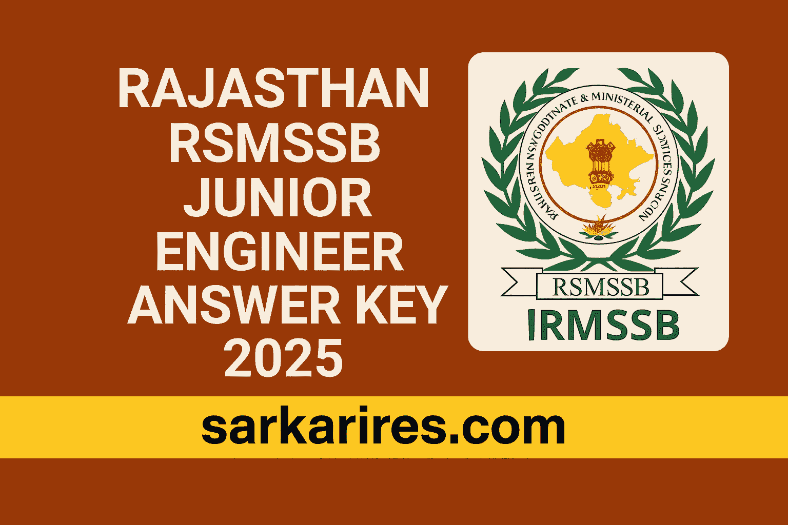 Rajasthan RSMSSB Junior Engineer JEN Answer Key 2025