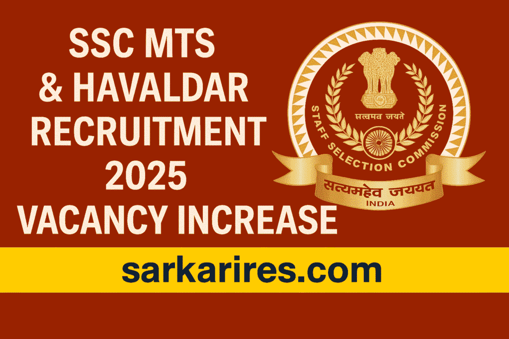 SSC MTS & Havaldar Recruitment 2025- Vacancy Increase