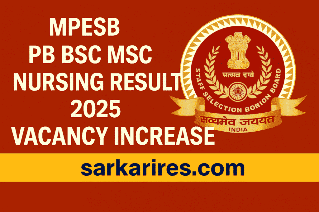 MPESB PBBSc MSc Nursing Result 2025