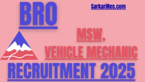 BRO MSW and Vehicle Mechanic Recruitment 2025
